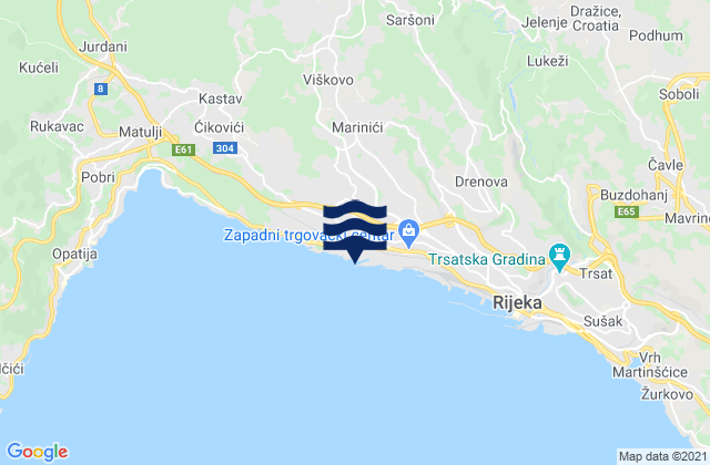 Mappa delle maree di Marinići, Croatia