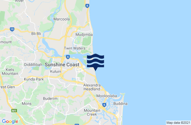 Mappa delle maree di Maroochydore Beach, Australia