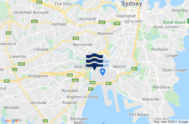 Mappa delle maree di Marrickville, Australia