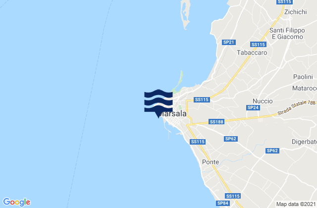 Mappa delle maree di Marsala, Italy