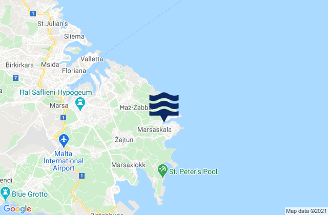 Mappa delle maree di Marsaskala, Malta