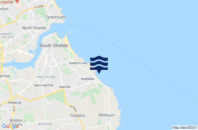 Mappa delle maree di Marsden Bay, United Kingdom