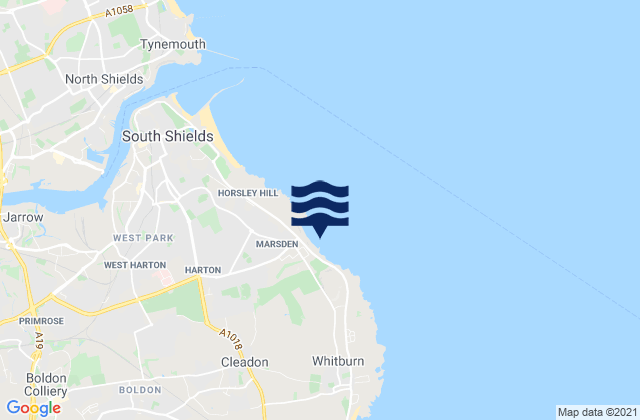 Mappa delle maree di Marsden Beach, United Kingdom