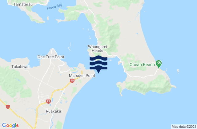 Mappa delle maree di Marsden Point, New Zealand