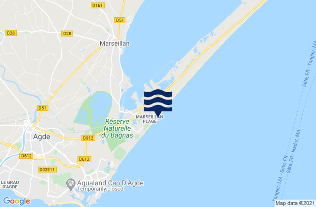 Mappa delle maree di Marseillan, France