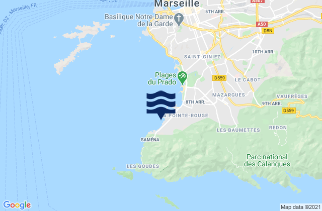 Mappa delle maree di Marseille - Colombet, France