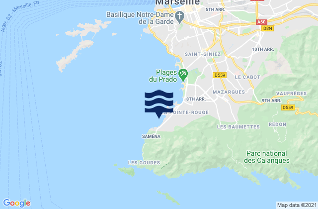 Mappa delle maree di Marseille - La Verrerie, France