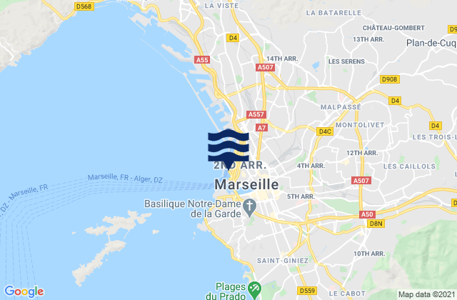 Mappa delle maree di Marseille-Fos Port, France