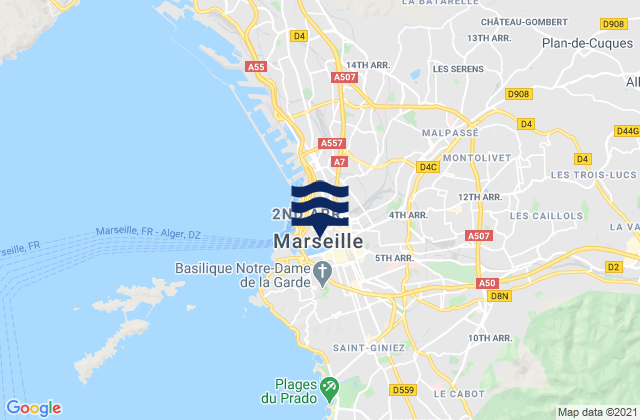 Mappa delle maree di Marseille 02, France