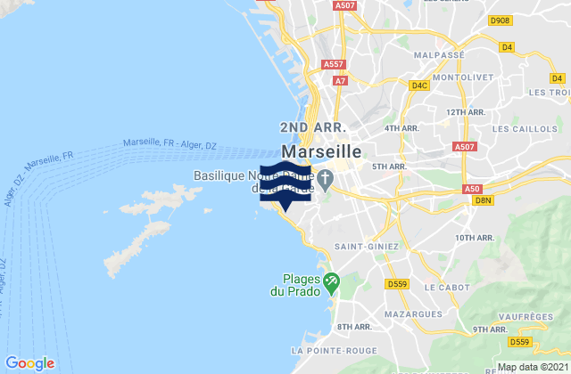 Mappa delle maree di Marseille 07, France