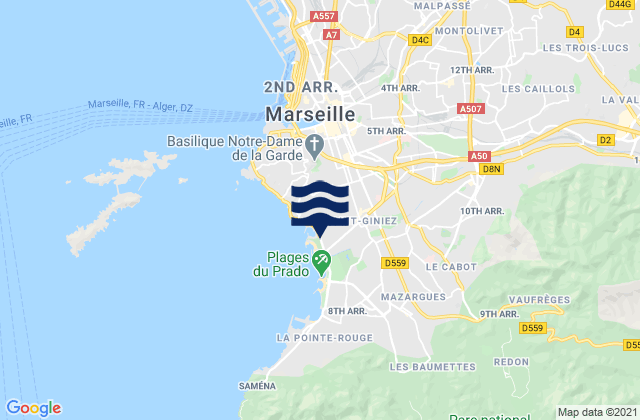 Mappa delle maree di Marseille 08, France