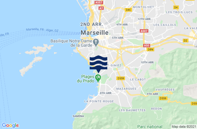 Mappa delle maree di Marseille 10, France