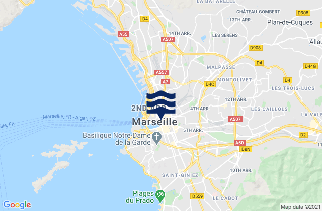 Mappa delle maree di Marseille 11, France