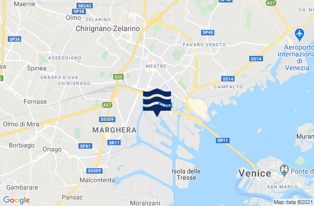 Mappa delle maree di Martellago, Italy