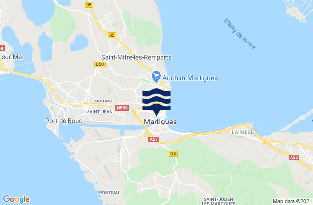 Mappa delle maree di Martigues, France