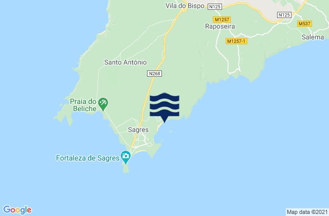 Mappa delle maree di Martinhal, Portugal