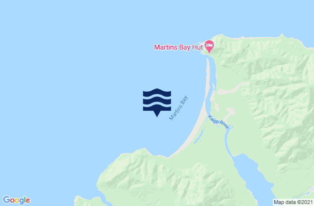 Mappa delle maree di Martins Bay, New Zealand
