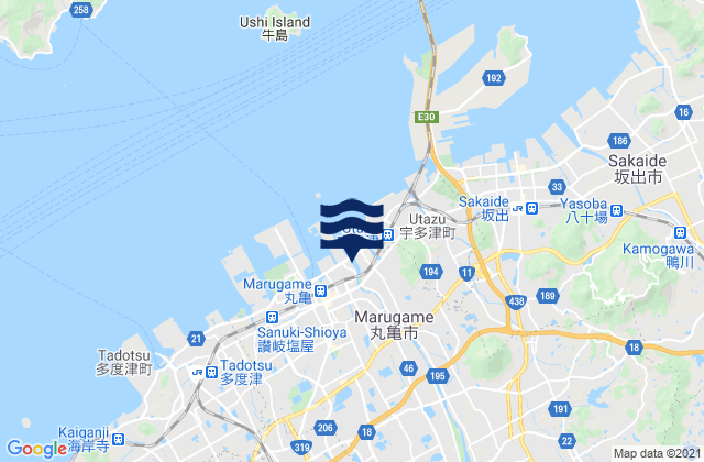 Mappa delle maree di Marugame Shi, Japan