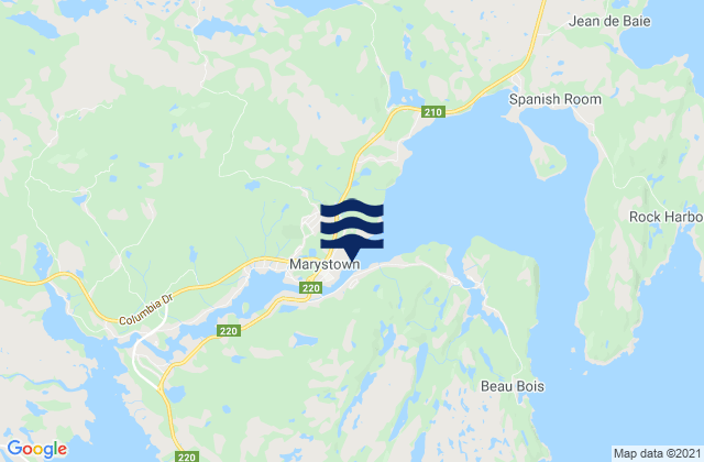 Mappa delle maree di Marystown, Canada
