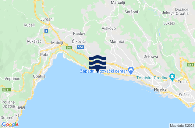 Mappa delle maree di Marčelji, Croatia