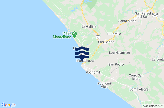 Mappa delle maree di Masachapa, Nicaragua