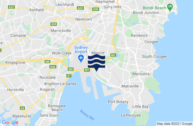 Mappa delle maree di Mascot, Australia