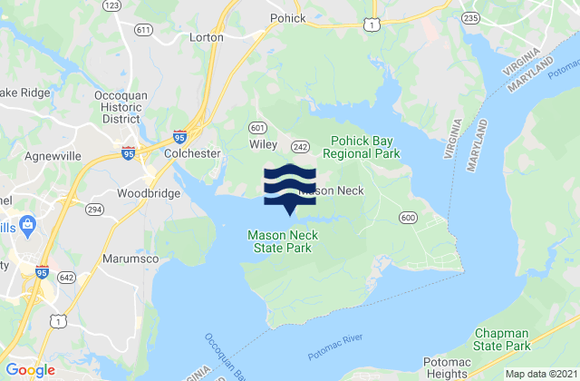Mappa delle maree di Mason Neck, United States