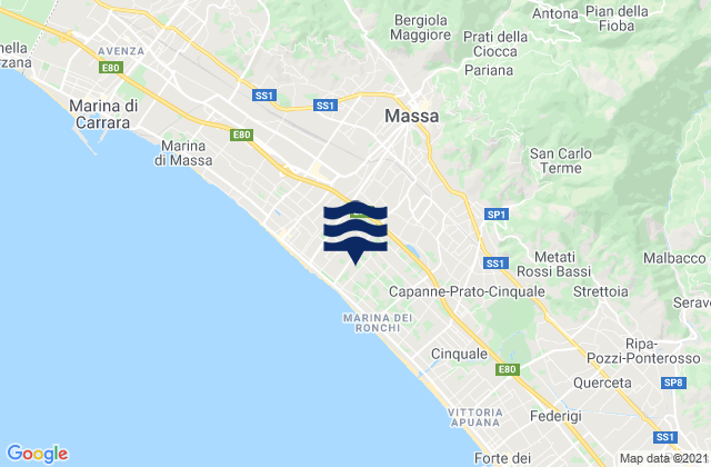 Mappa delle maree di Massa, Italy