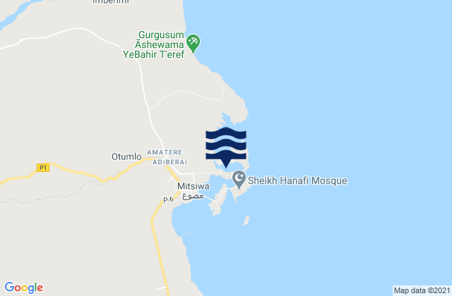 Mappa delle maree di Massaua, Eritrea