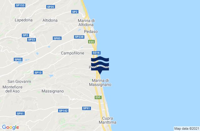 Mappa delle maree di Massignano, Italy