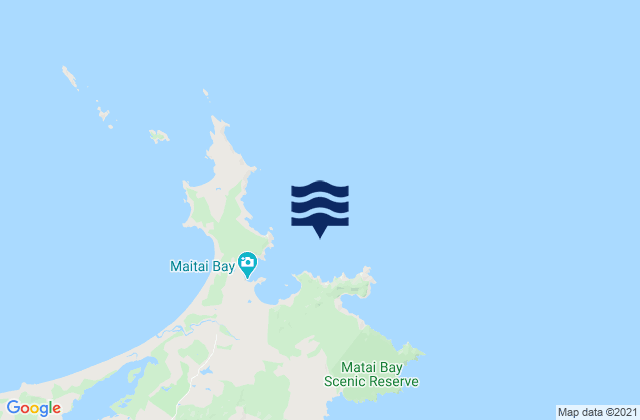 Mappa delle maree di Matai Bay, New Zealand