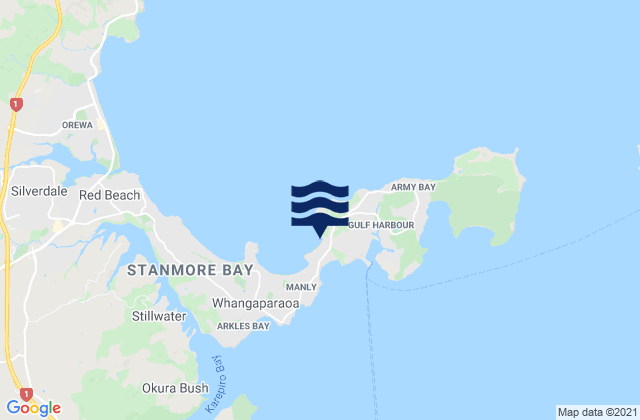 Mappa delle maree di Matakatia Bay, New Zealand