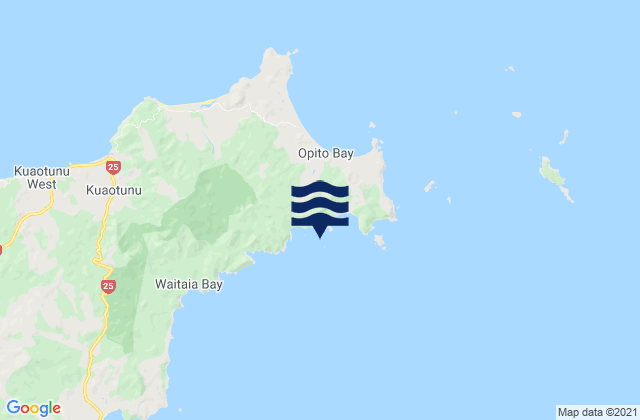 Mappa delle maree di Matapaua Bay, New Zealand