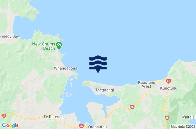 Mappa delle maree di Matarangi Beach, New Zealand