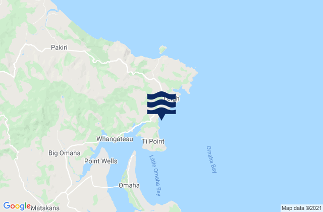 Mappa delle maree di Mathesons Bay, New Zealand