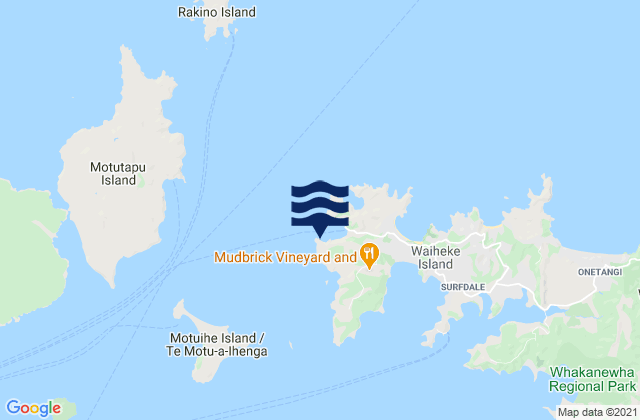 Mappa delle maree di Matiatia Bay, New Zealand
