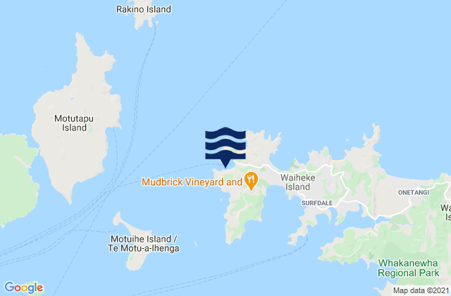 Mappa delle maree di Matiatia Bay, New Zealand