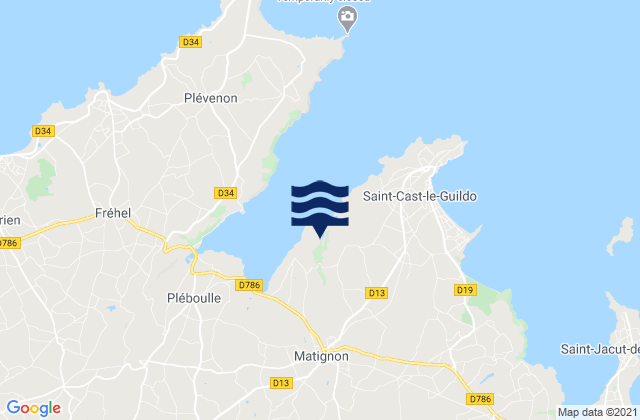 Mappa delle maree di Matignon, France