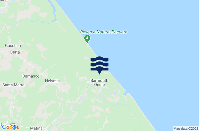 Mappa delle maree di Matina, Costa Rica