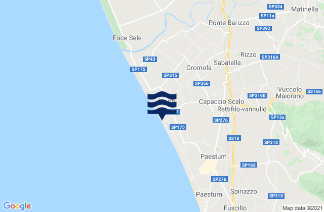 Mappa delle maree di Matinella, Italy