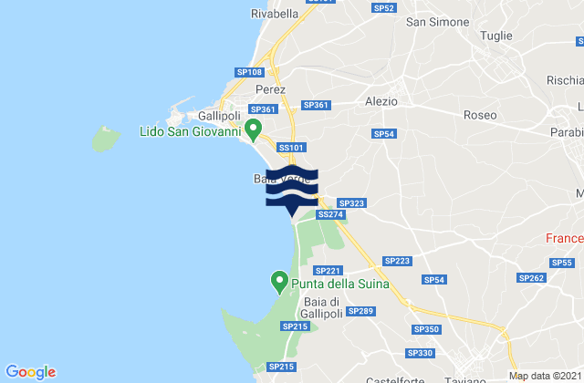Mappa delle maree di Matino, Italy