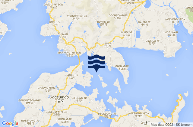 Mappa delle maree di Mato-sudo, South Korea