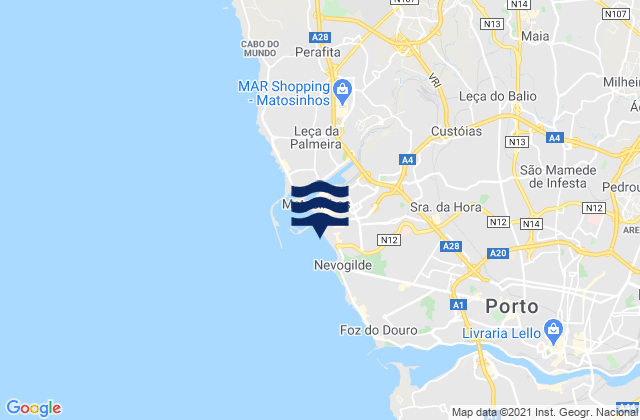 Mappa delle maree di Matosinhos, Portugal