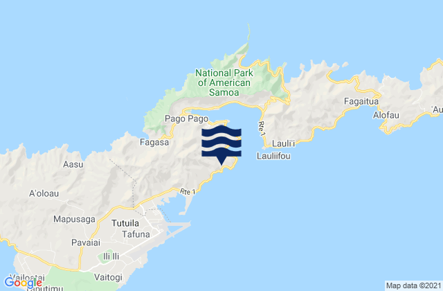 Mappa delle maree di Matu'u, American Samoa