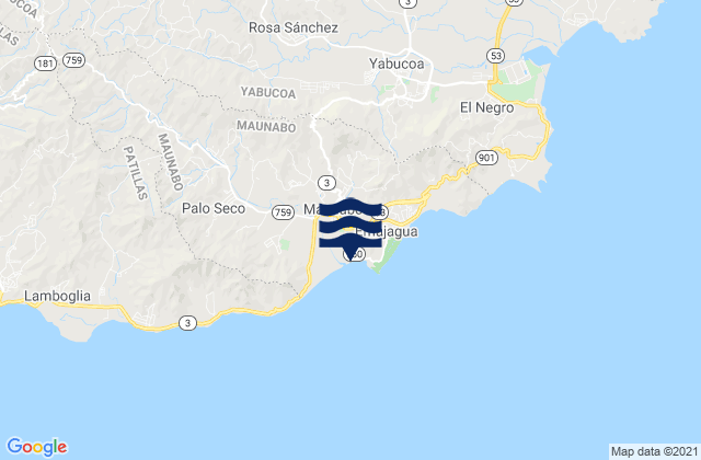Mappa delle maree di Maunabo Barrio-Pueblo, Puerto Rico