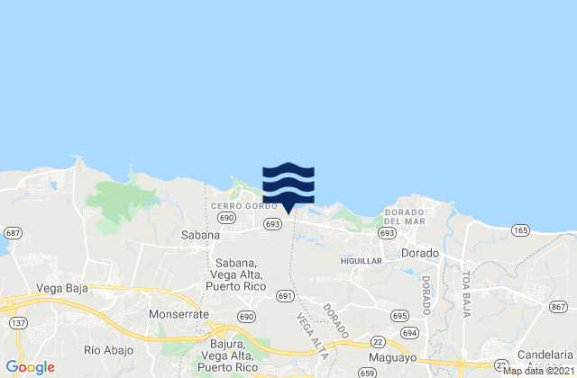 Mappa delle maree di Mavilla Barrio, Puerto Rico