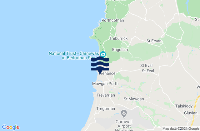 Mappa delle maree di Mawgan Porth Beach, United Kingdom