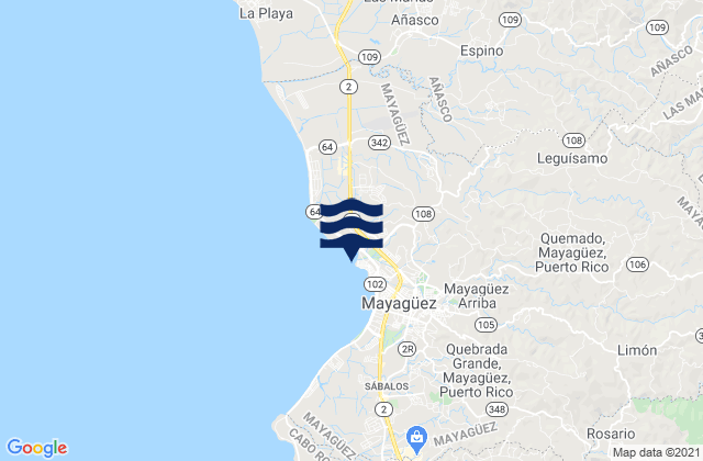 Mappa delle maree di Mayaguez, Puerto Rico