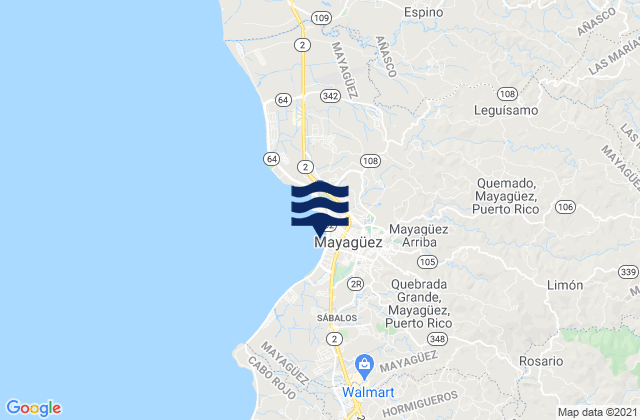 Mappa delle maree di Mayagüez Arriba Barrio, Puerto Rico