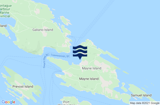 Mappa delle maree di Mayne Island, Canada